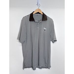 Peter Millar Summer Comfort Shirt Mens Large‎ Striped Polo Brown/White